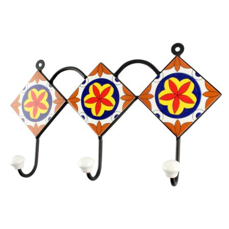 Orange Flower Ceramic Tile Hook Online